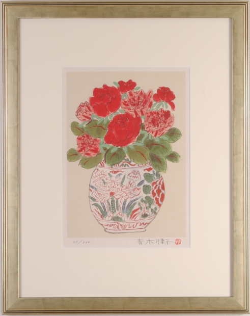 花の絵画をジークレーの版画で制作した青木乃里子の花の絵「薔薇・2