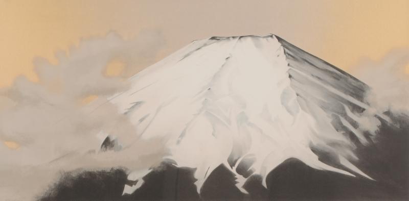 中島千波がリトグラフの版画で制作した富士山の和の絵画「不二」を通販
