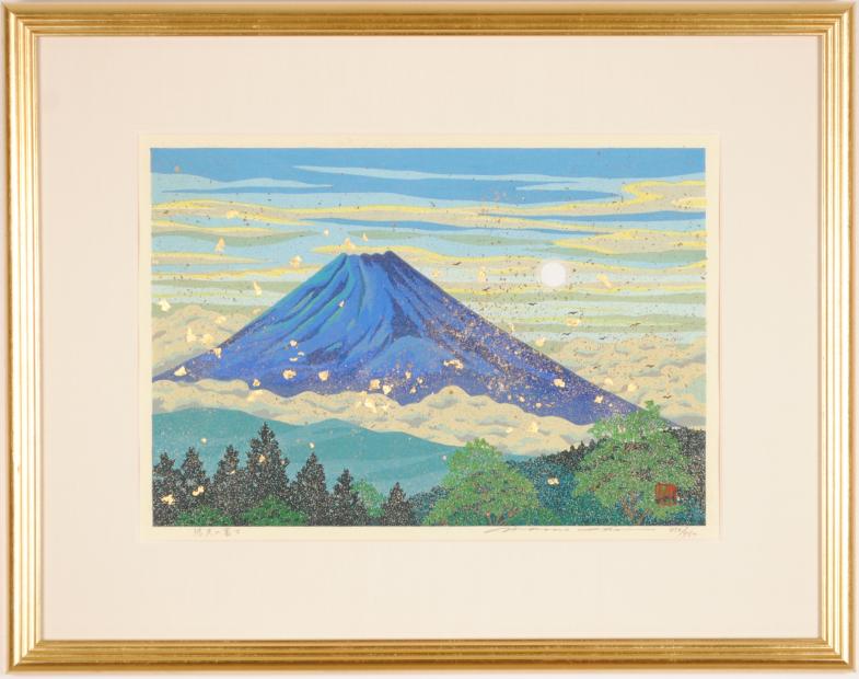 富士山の絵を木版画で制作した井堂雅夫の富士山の和の絵「夏 悠久の