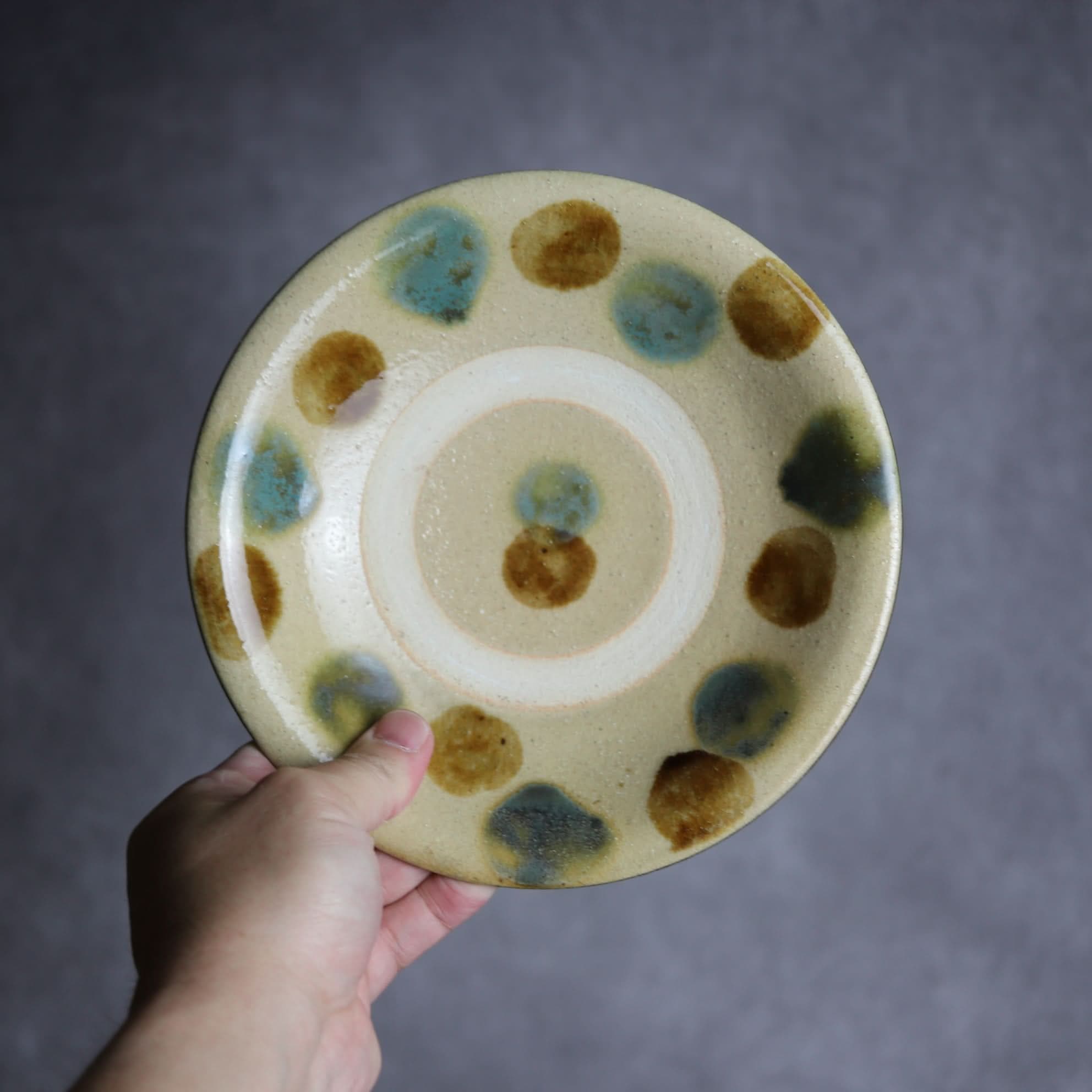 6寸皿1 三彩 点打 やちむん 陶器 北窯 宮城正享工房｜北窯 宮城正享