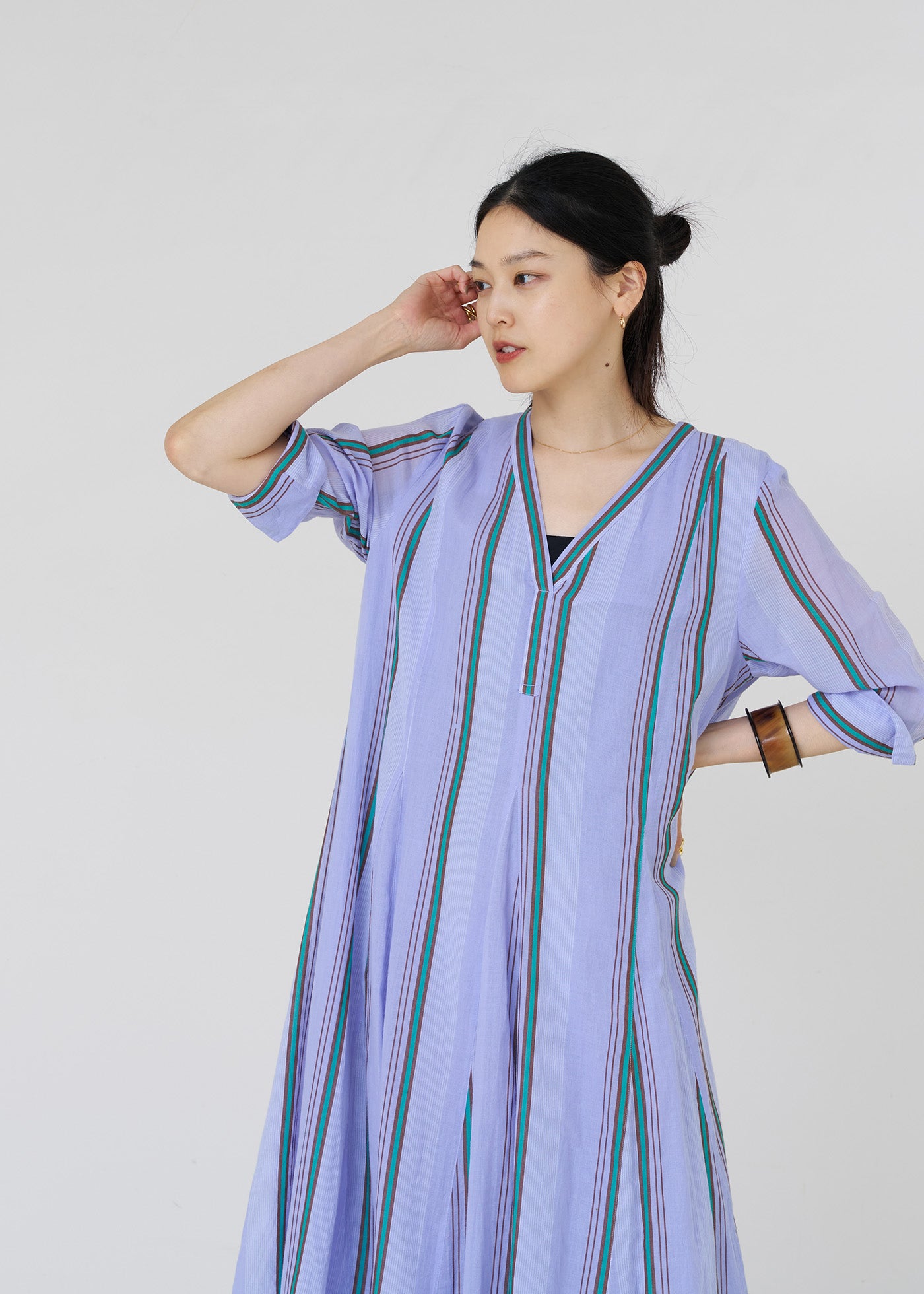 Cotton Voile Stripe Panel Dress | Pasand by ne Quittez pas