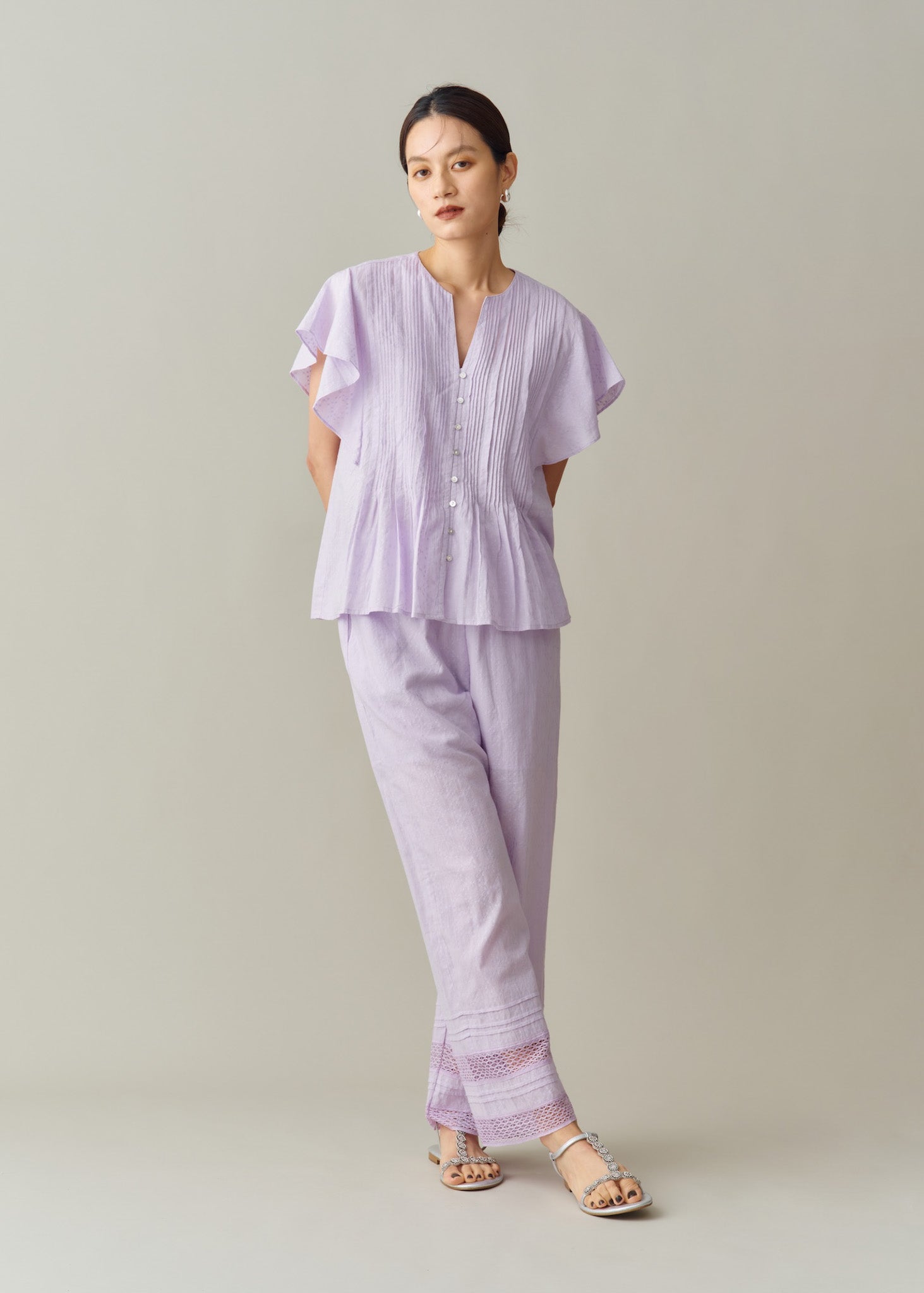 Cotton Jacquard Pin Tuck Blouse | Pasand by ne Quittez pas