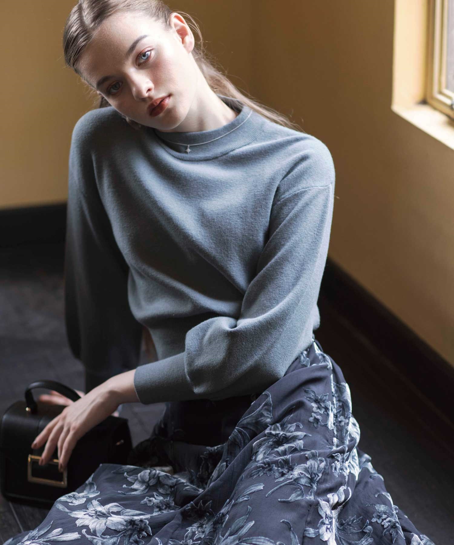 モデル梨花着用】HYKE ハイク ボトルネックニット BLACK ボトルネック