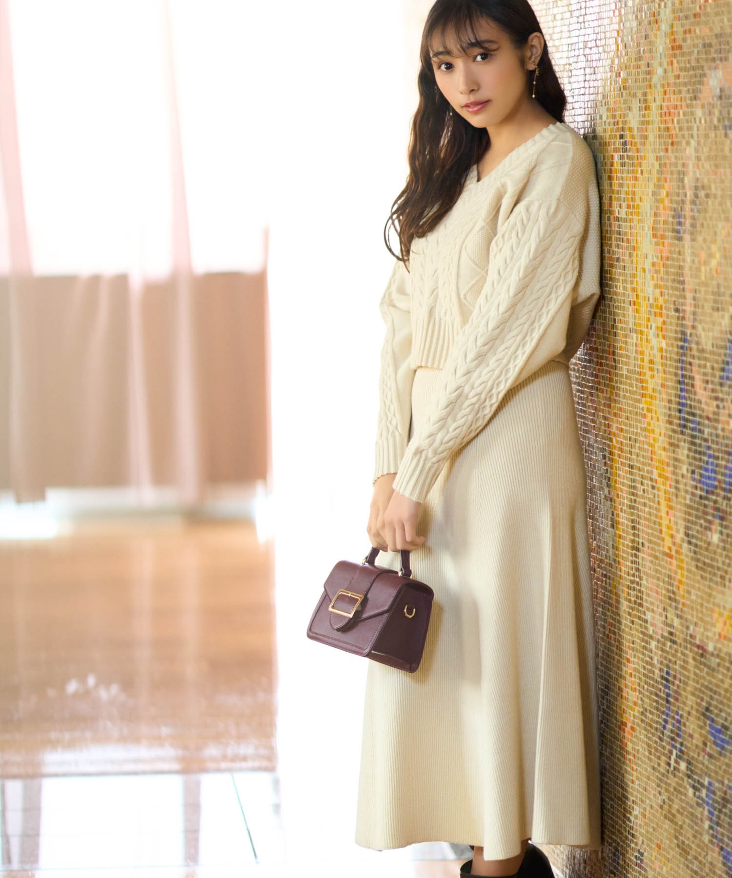 渡辺梨加コラボ】レイヤードケーブルニットワンピ | ニットワンピース