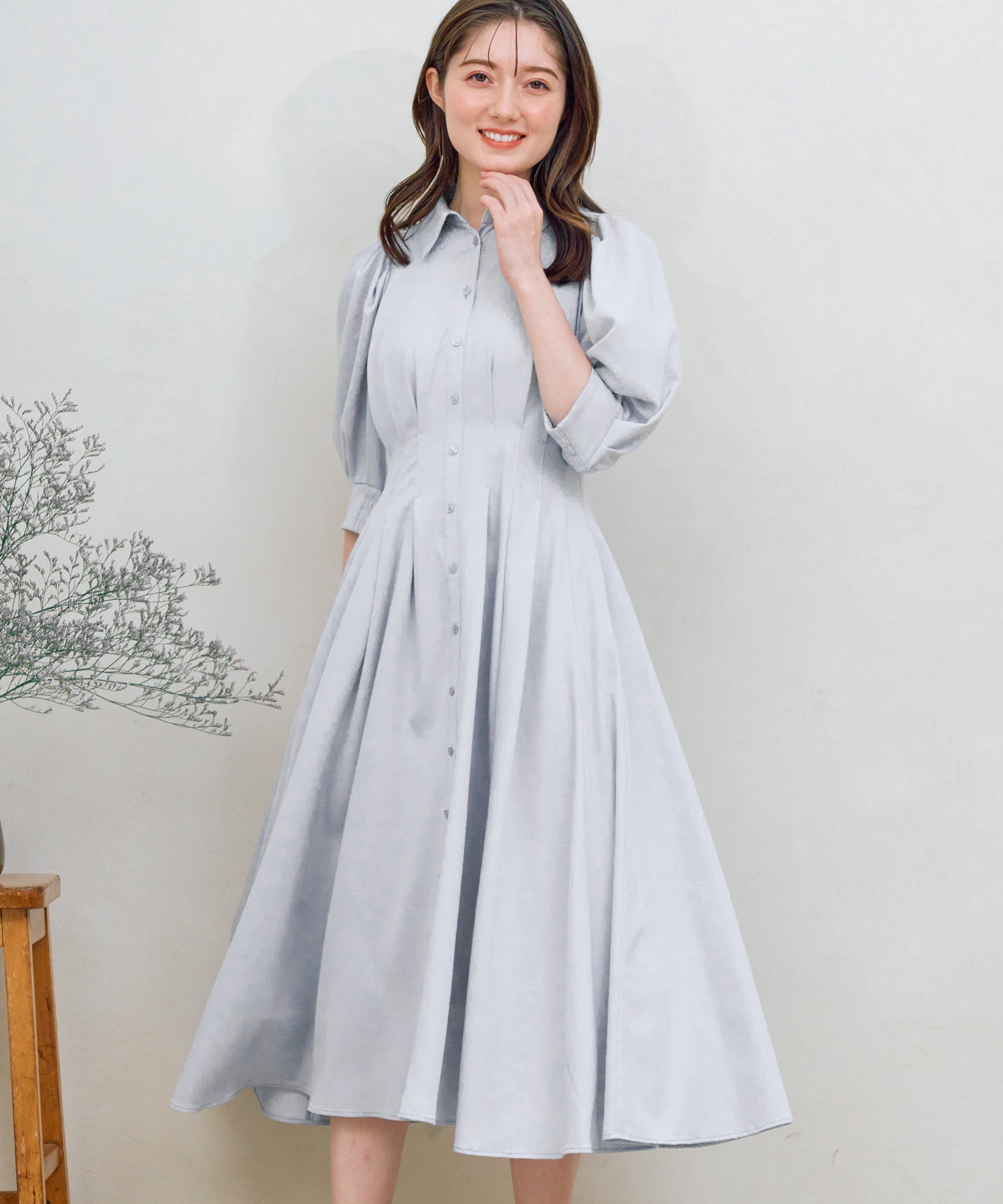 袖パフシャツ型ワンピ | ロングワンピース | NOELA OFFICIAL WEB STORE