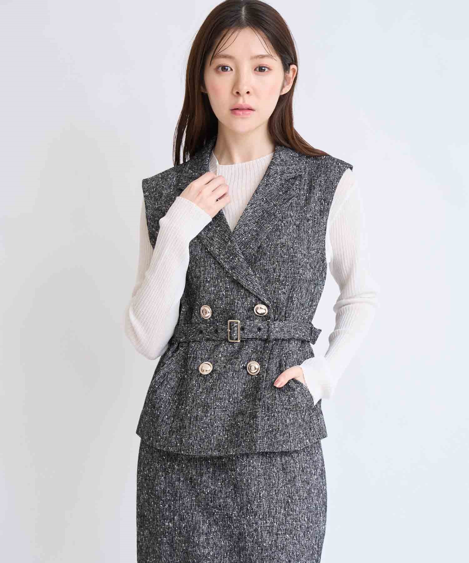 ベルト付きツイードジレ | ジャケット | NOELA OFFICIAL WEB STORE