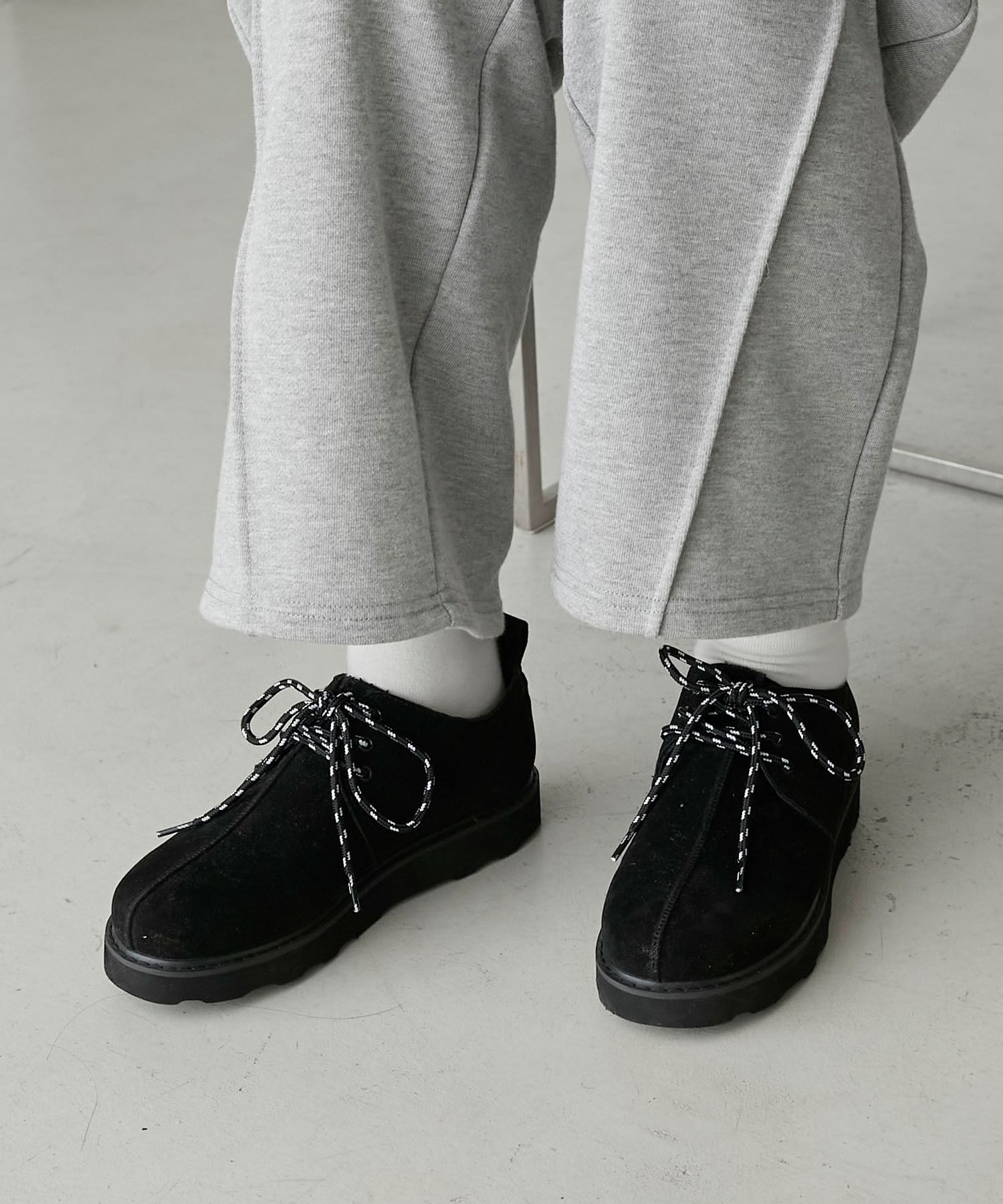 forksy.】レースアップセンターシームデザインモカシンシューズ forksy