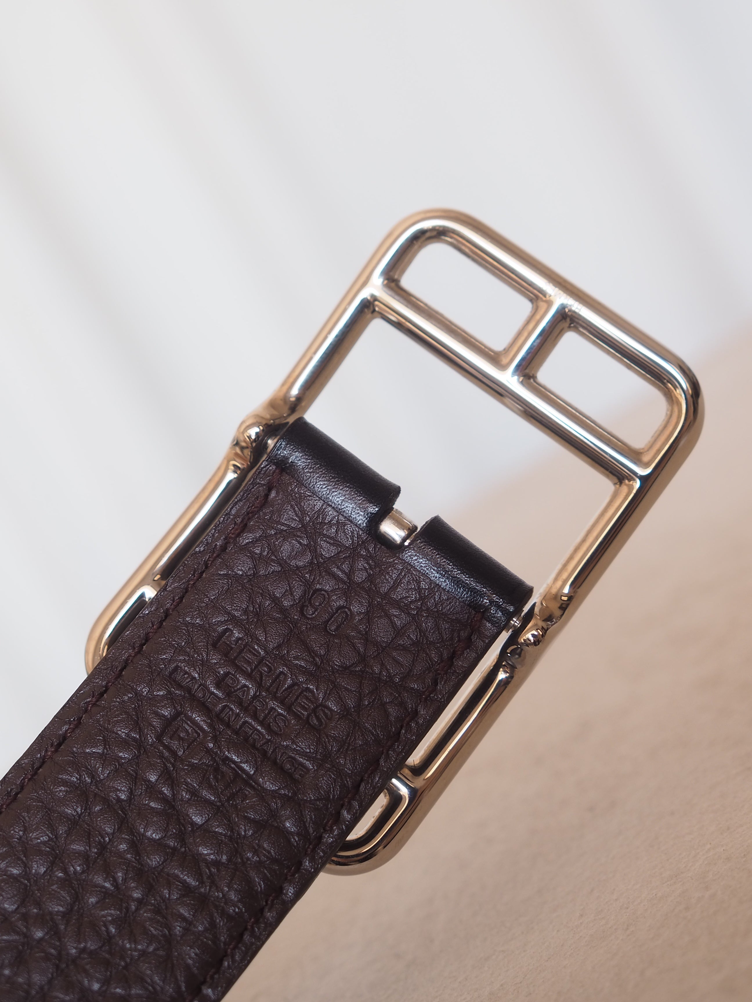 HERMES エルメス ケープコッド ベルト サイズ90 シルバー ブラック
