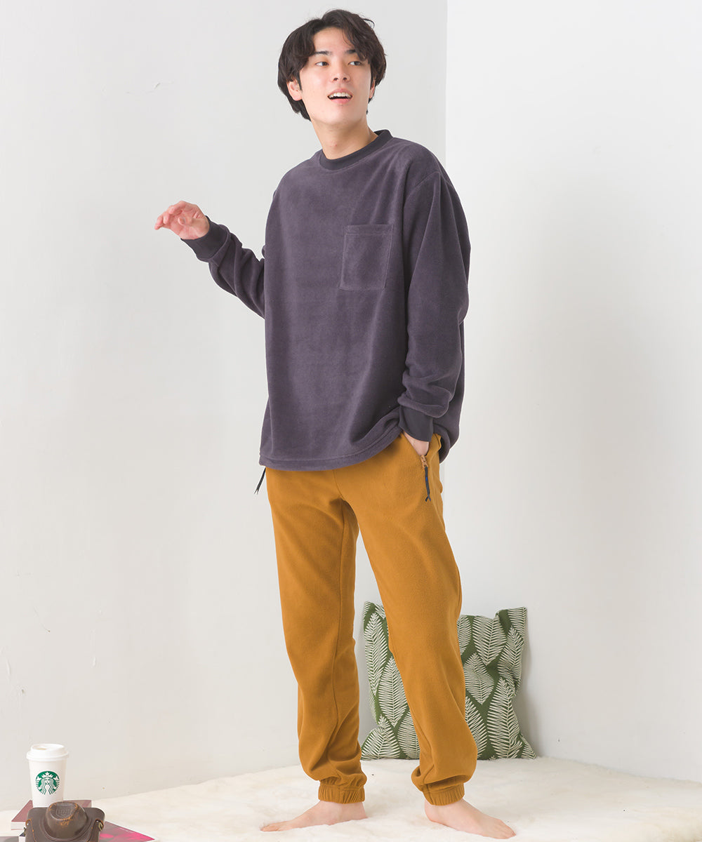 OMNES PURPLE LABEL】メンズ ふわ軽静電気防止マイクロフリースパンツ