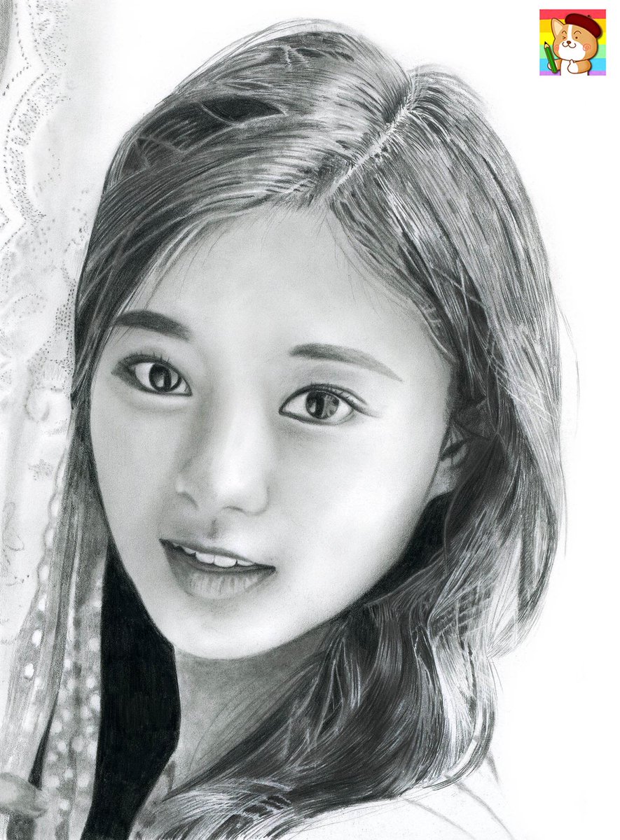 TWICEのツウィちゃんの鉛筆画完成しました(^^♪ #鉛筆画 #TWICE