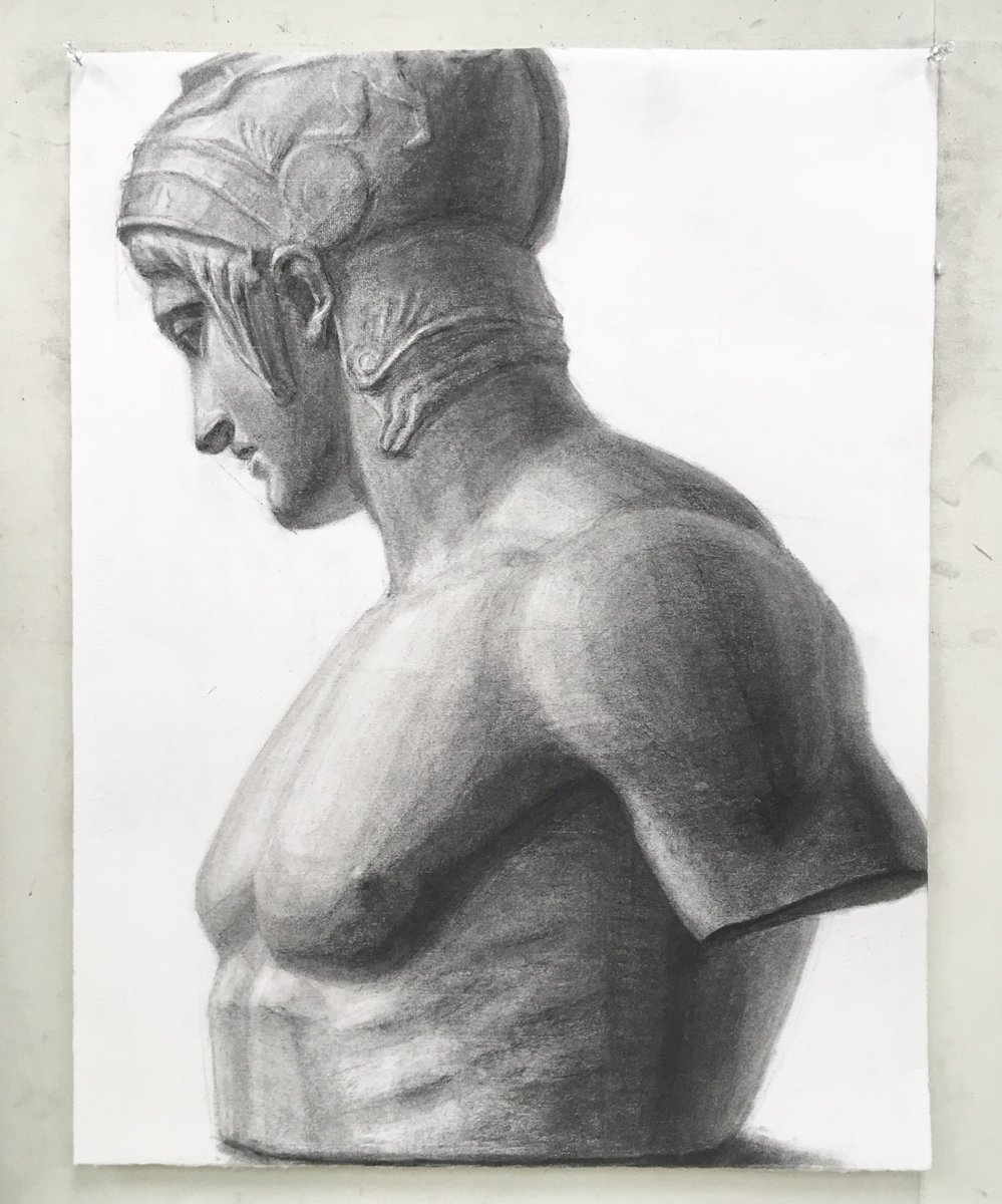 先日、途中段階をツイートした石膏デッサンの完成作品です。 #石膏