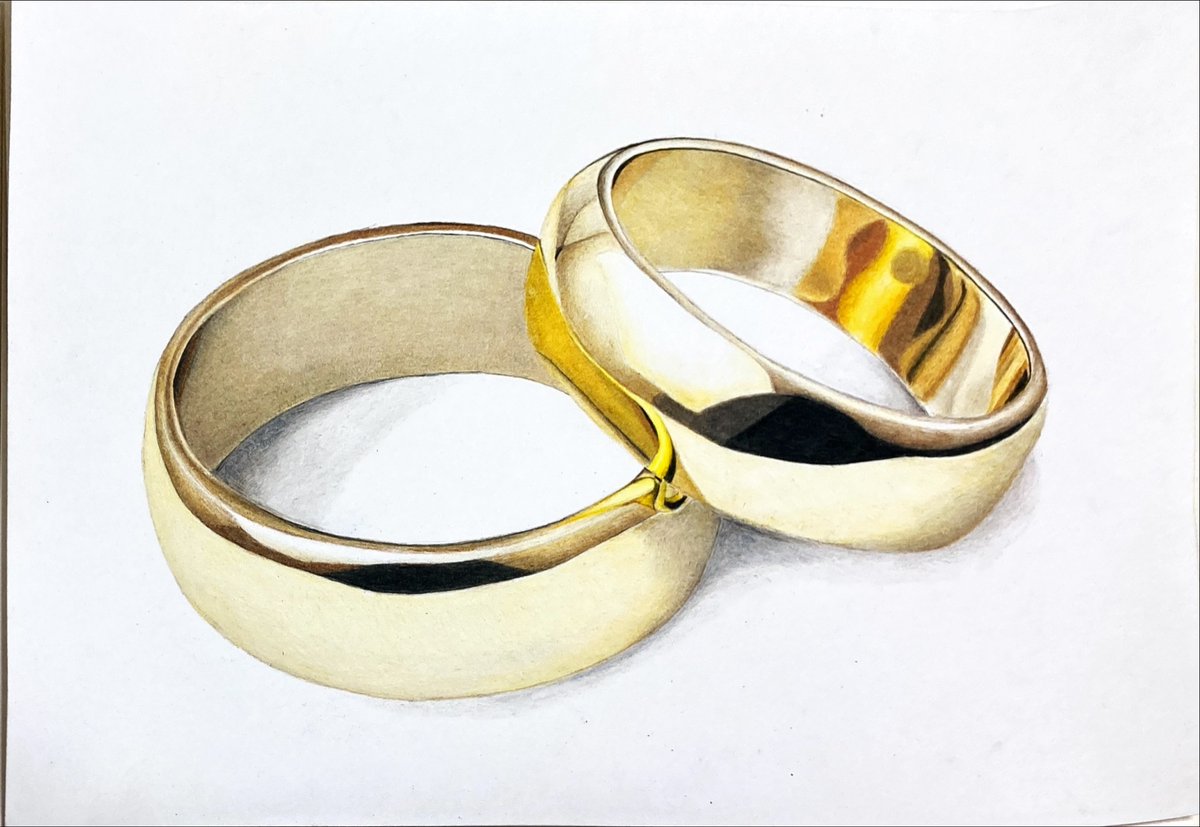 色鉛筆で描いた指輪 #指輪 #色鉛筆画 #絵描きさんと繋がりたい 」|石川