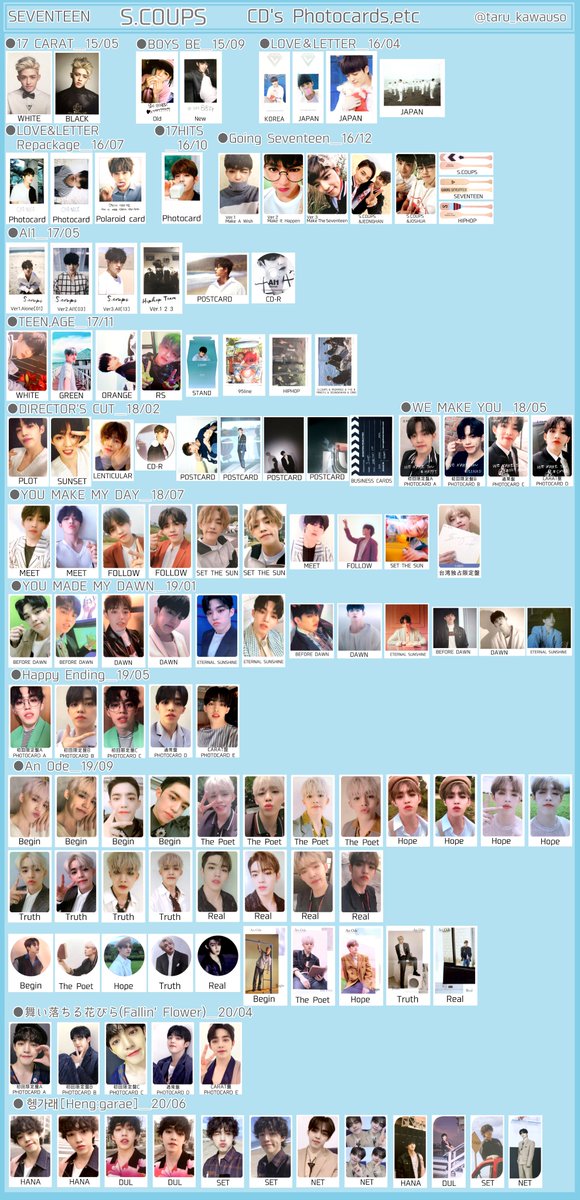 SEVENTEEN セブチ 歴代アルバムトレカ一覧 エスクプス ジョンハン