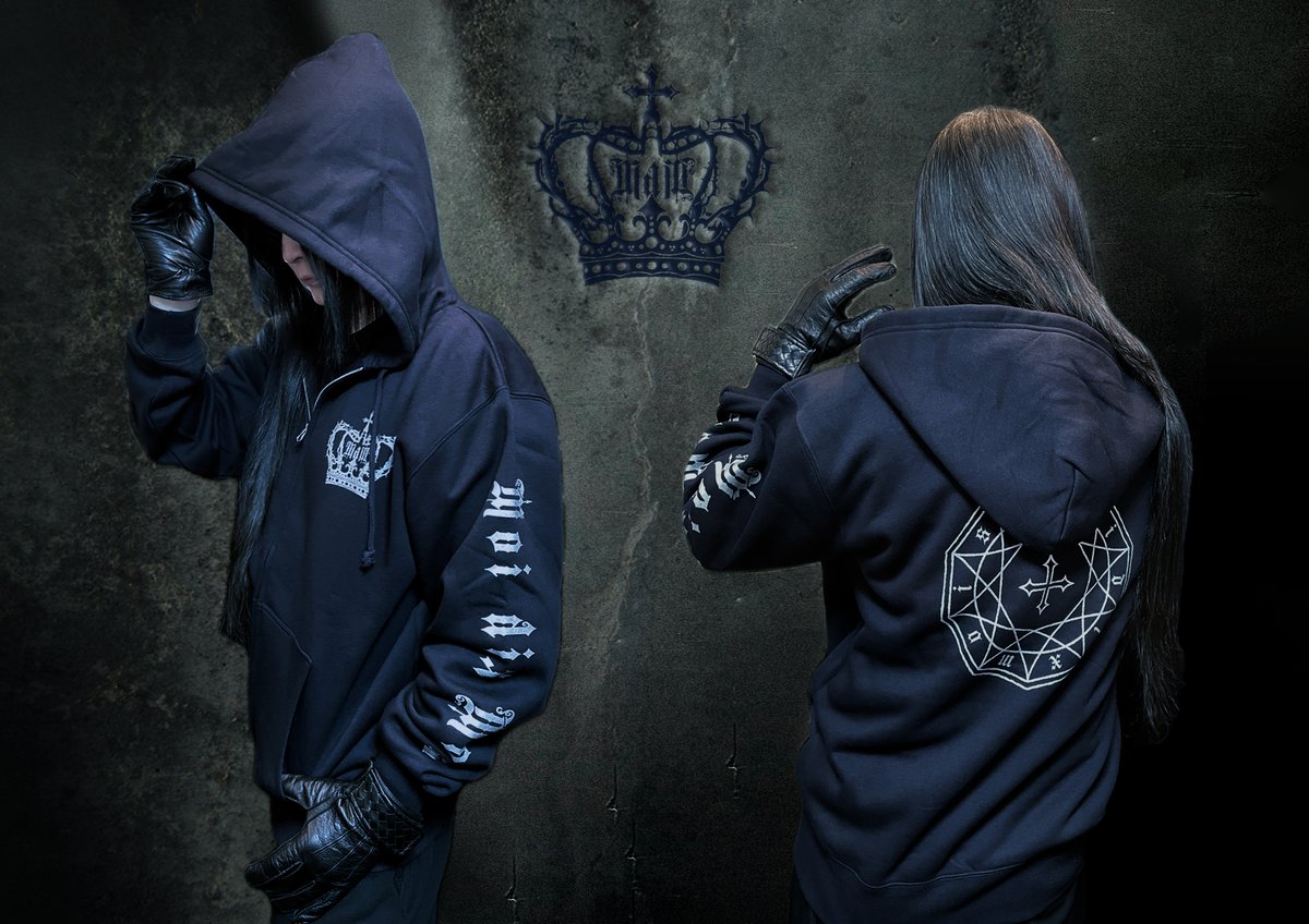 ♱ 棘の王冠 ジッパアップパーカー（NV x シルバーメタ）XL 裏起毛 を