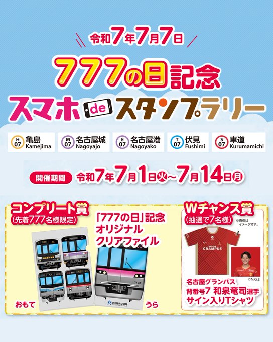 令和7年7月7日 が「777」の7並びの日となることを記念して、地下鉄各