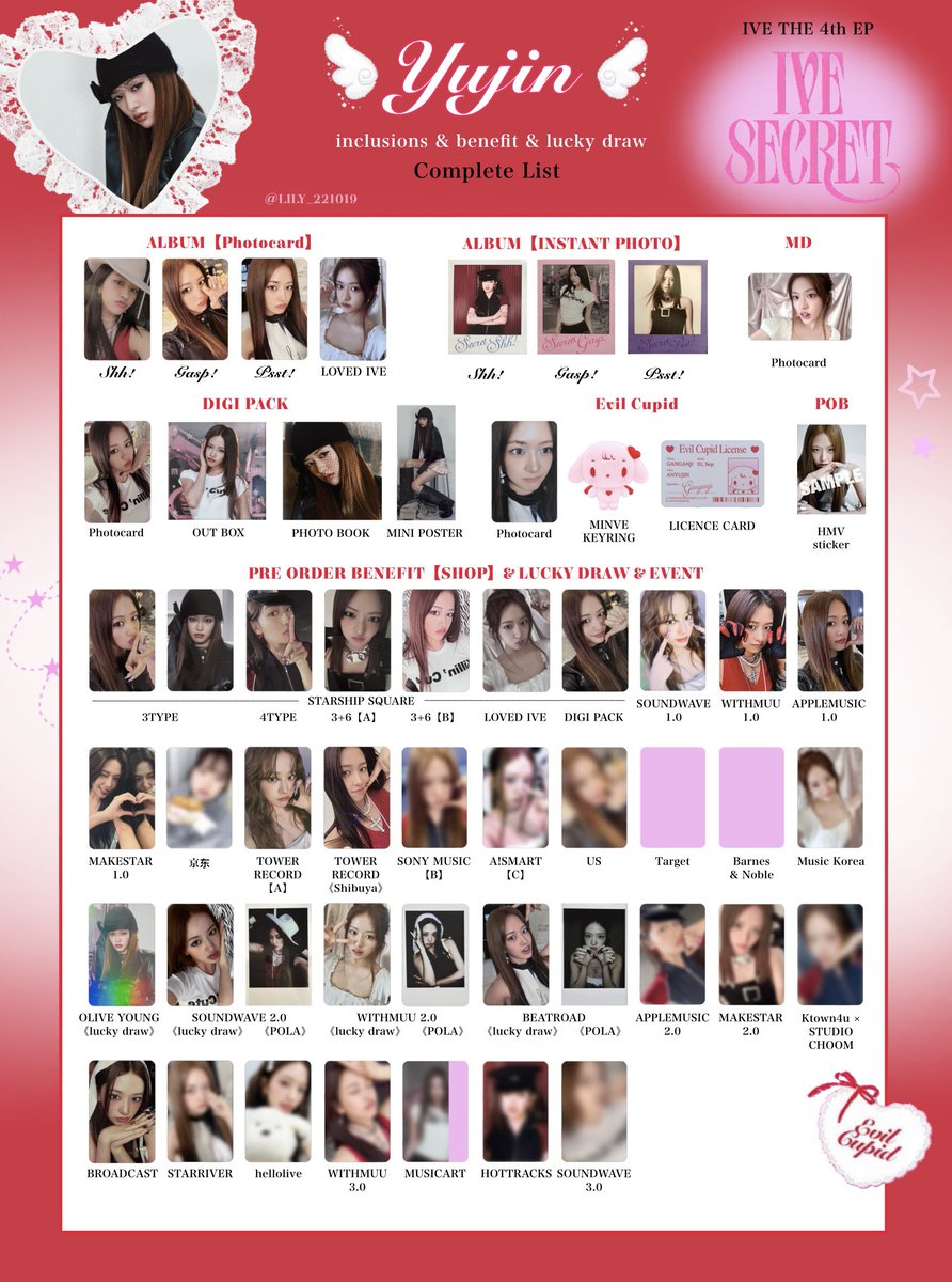 IVE SECRET】 封入&特典 トレカ 一覧 ❤️🪽Complete List ver.6 追加