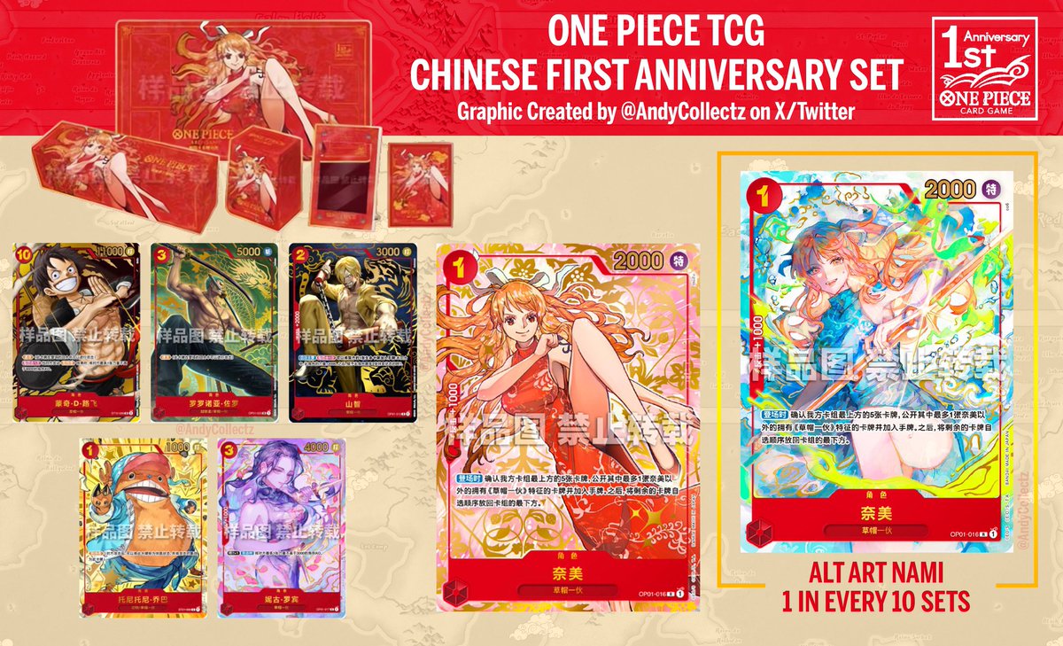 For those still looking for the OPTCG Chinese 1st Anniversary Set