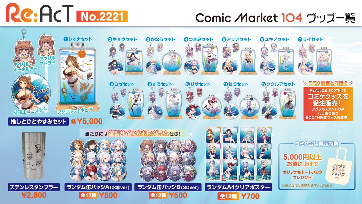 🌊コミケグッズ情報🏝️】 8月11・12日に開催のコミケ104グッズのお