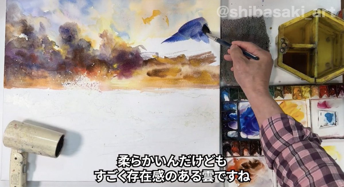 水彩画　絵画　 「化粧直し」