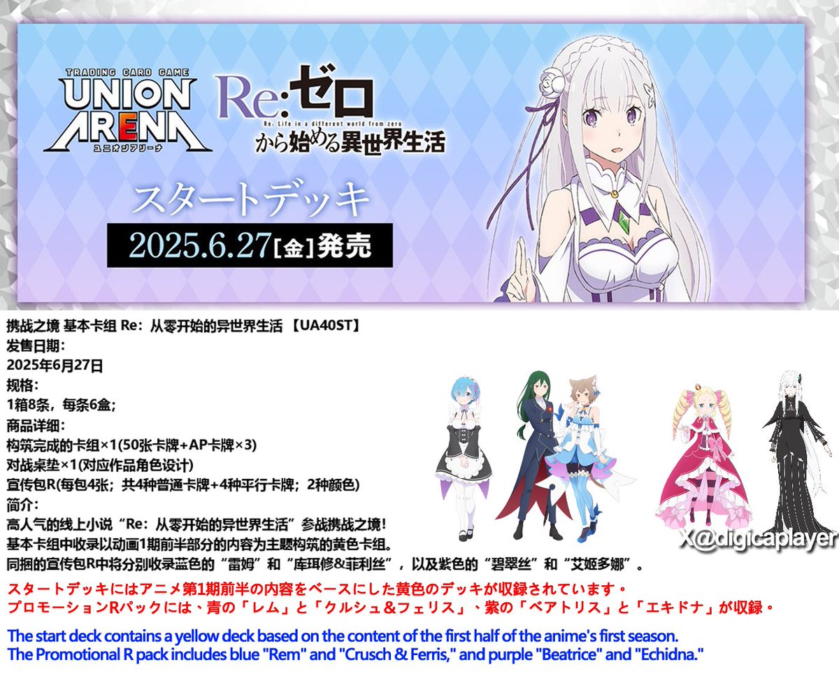 ユニアリ #リゼロ ブースターパック アニメ第1期から第2期、OVAまでの