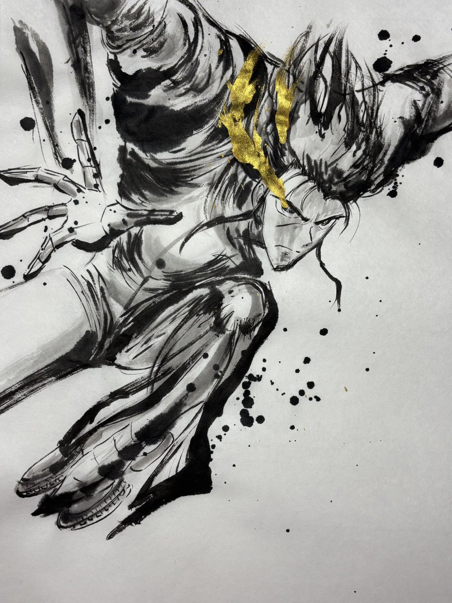 藤田和日郎 #からくりサーカス #加藤鳴海 #水墨画 なんか急に鳴海を