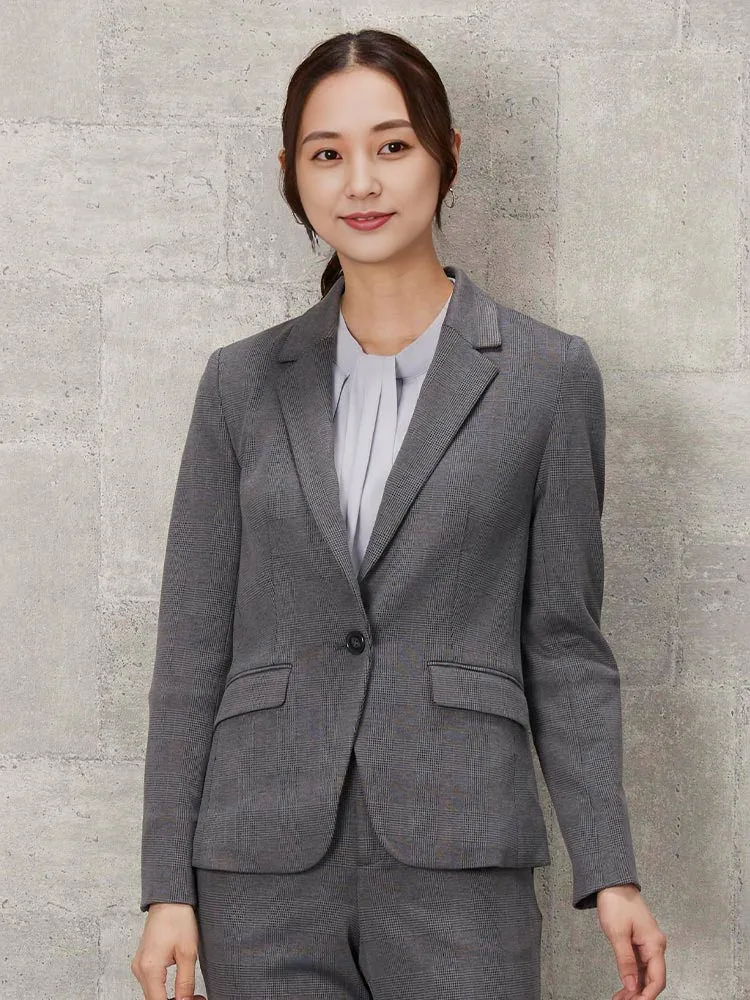 M．グレー テーラードジャケット チェック柄 グレー/ブラウン