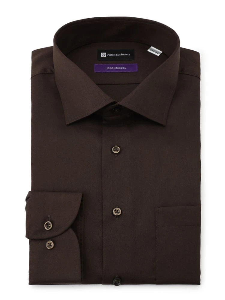 ブラック 【ノンアイロン】長袖ワイシャツ【アーバン】濃色無地