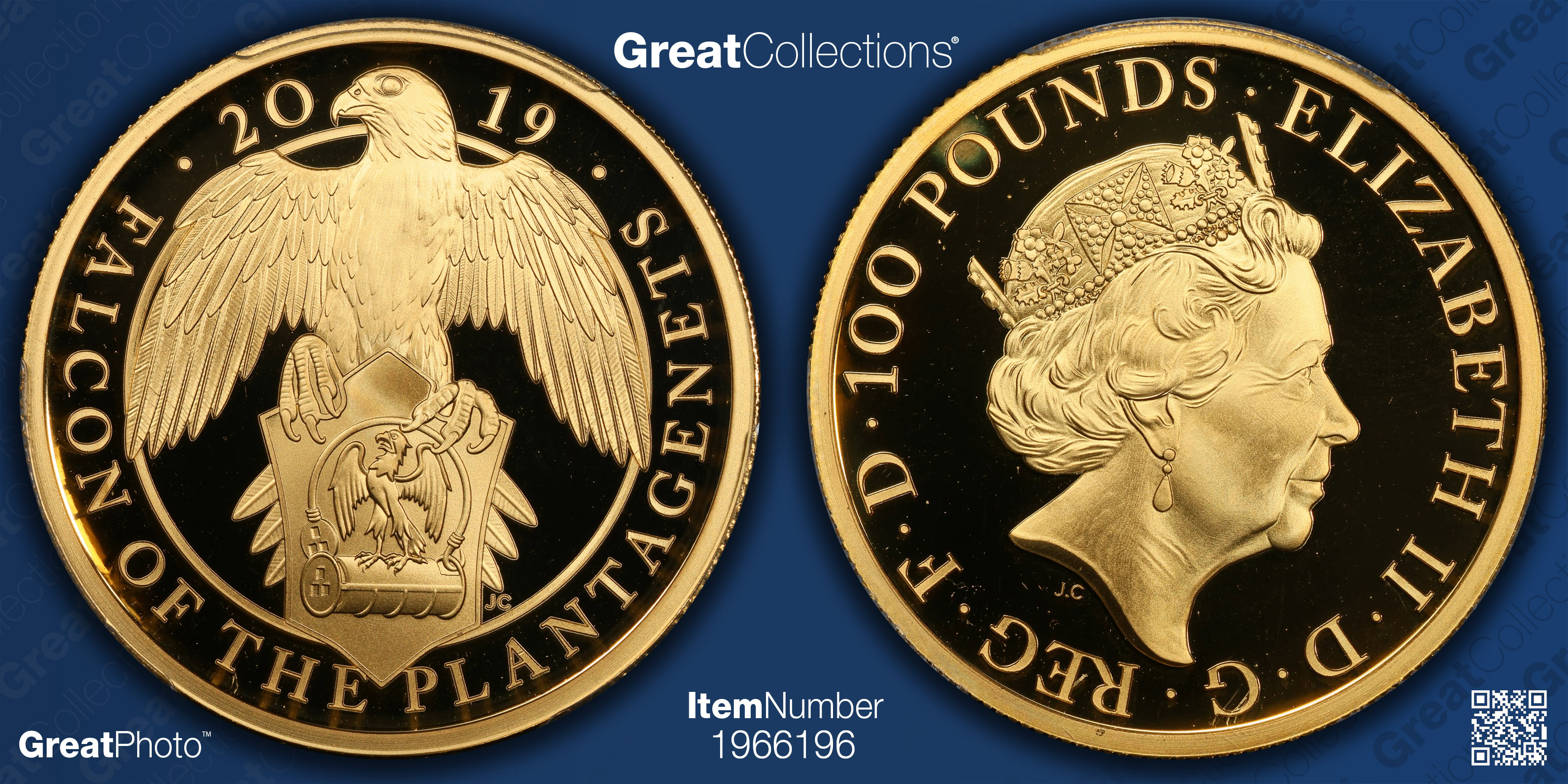 Great Britain 2019 Gold £100 Queen's Beasts - Falcon PCGS Proof-69