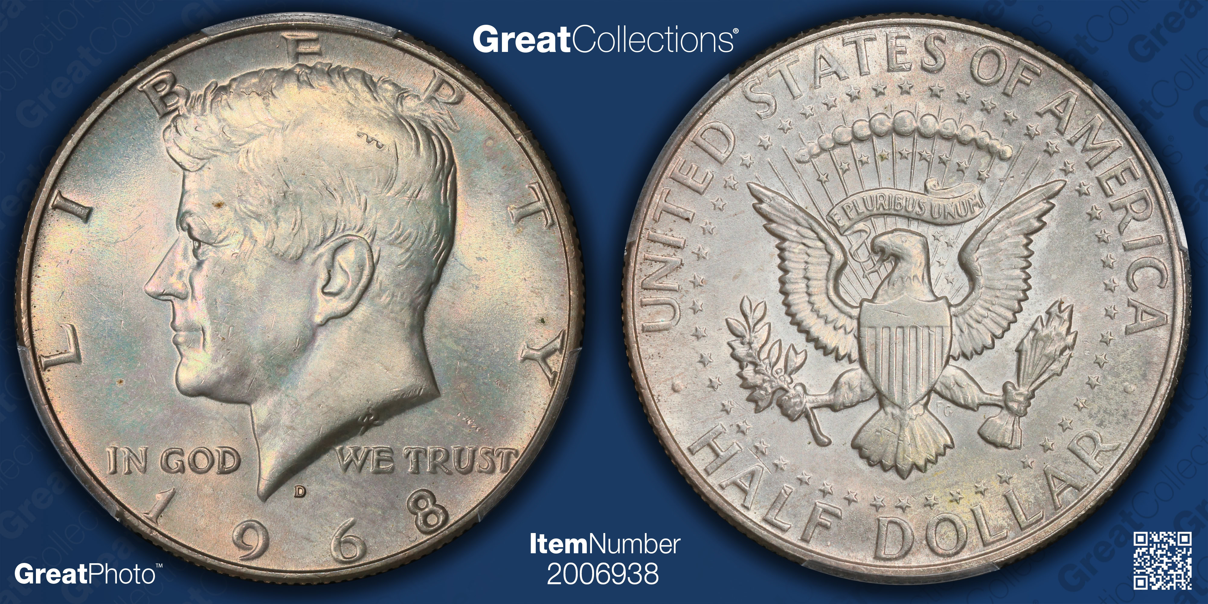 1968-D Kennedy Half Dollar PCGS MS-65 (Toned) (Item 2006938