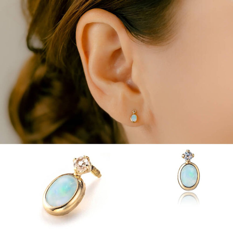 RiSaO ♦︎14kgfブルーカラーオパールピアスチャーム RiSaO ♦︎14kgf