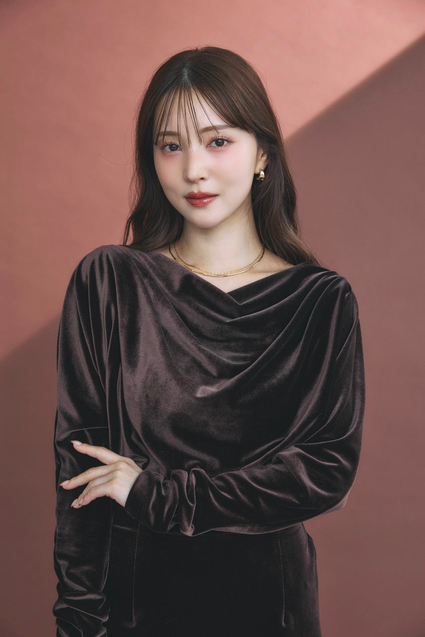 グロッシーベロアドレープドレス – poláura OFFICIAL ONLINE STORE