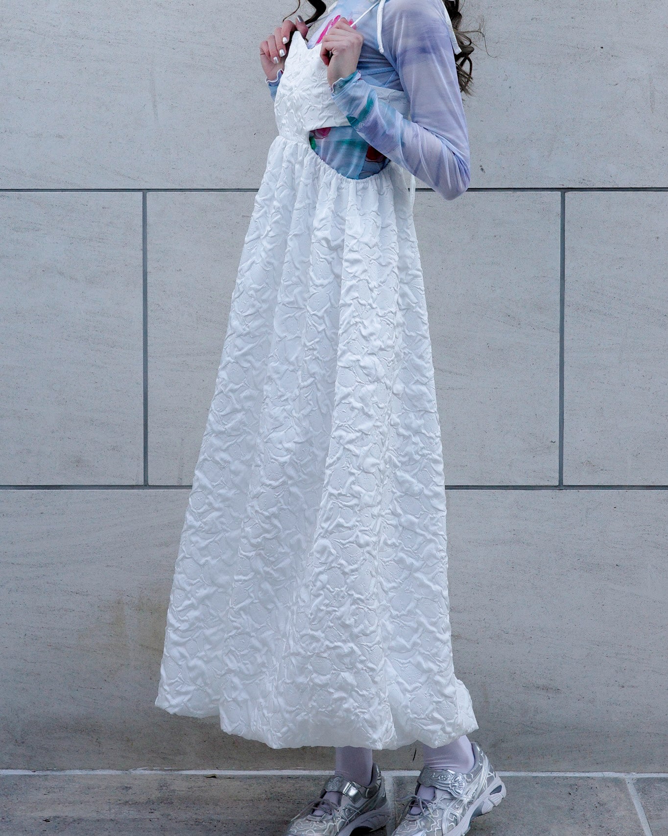 Balloon cami one-piece (White)