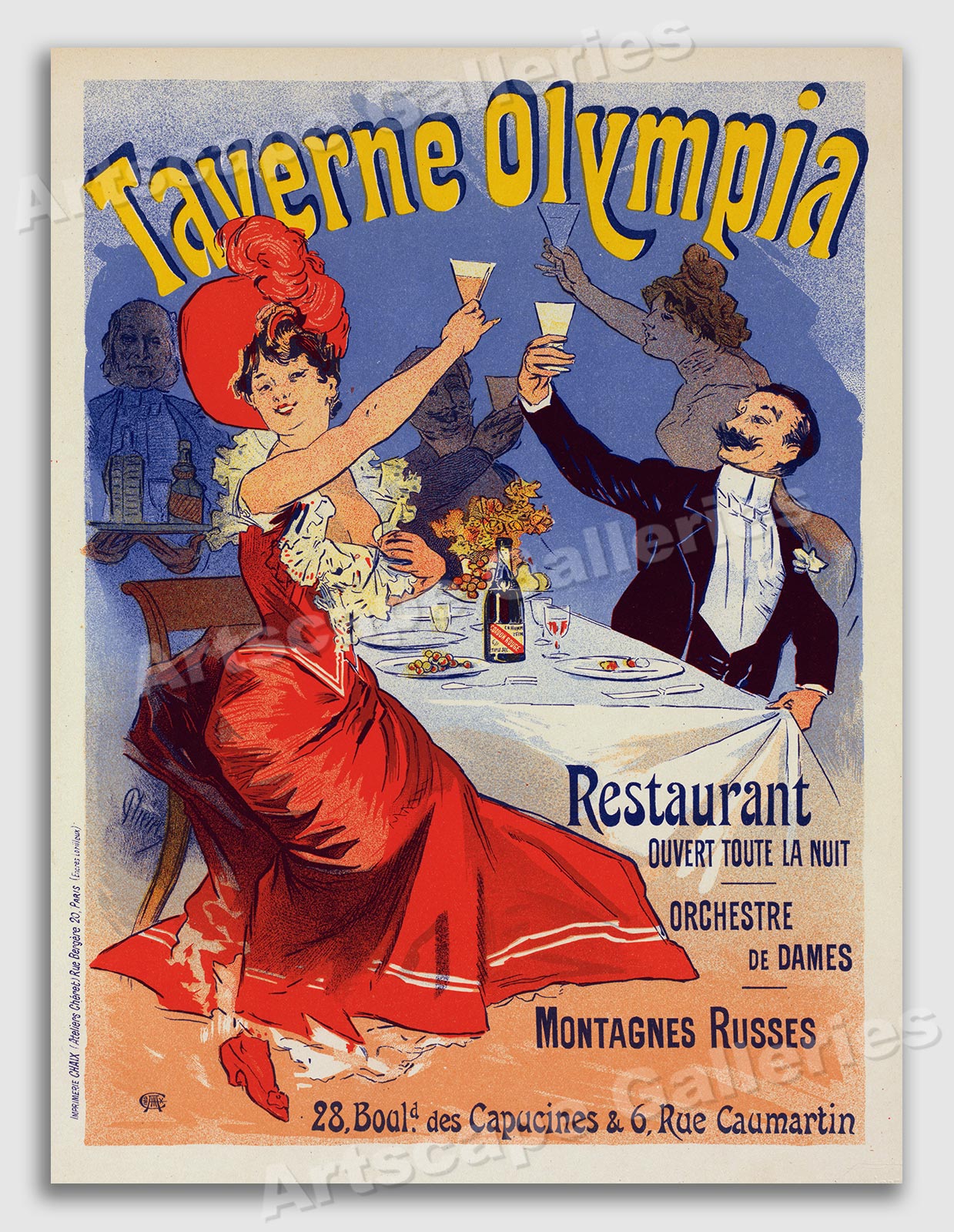 1900 Jules Cheret - French Travel Poster - Taverne Olympia - 20x28