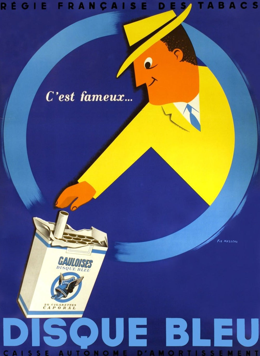 Shop Disque Bleu Cigarettes by Fix-Masseau Original Poster For