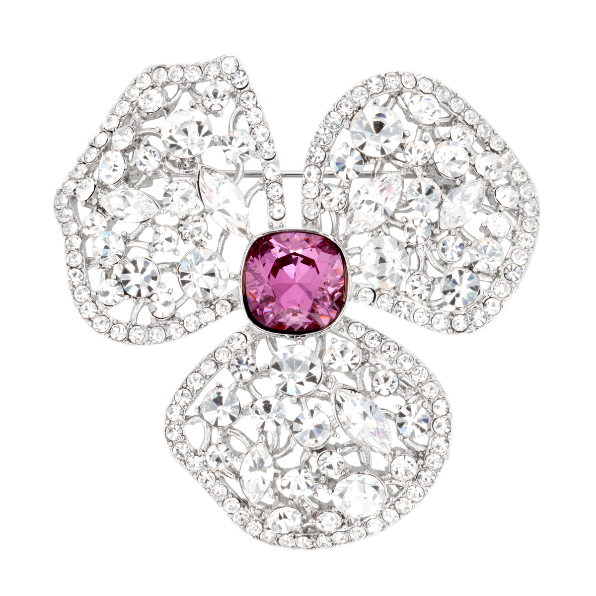 JN クリスタルガラス フラワー ブローチ/ペンダントヘッド ジンカネヅ