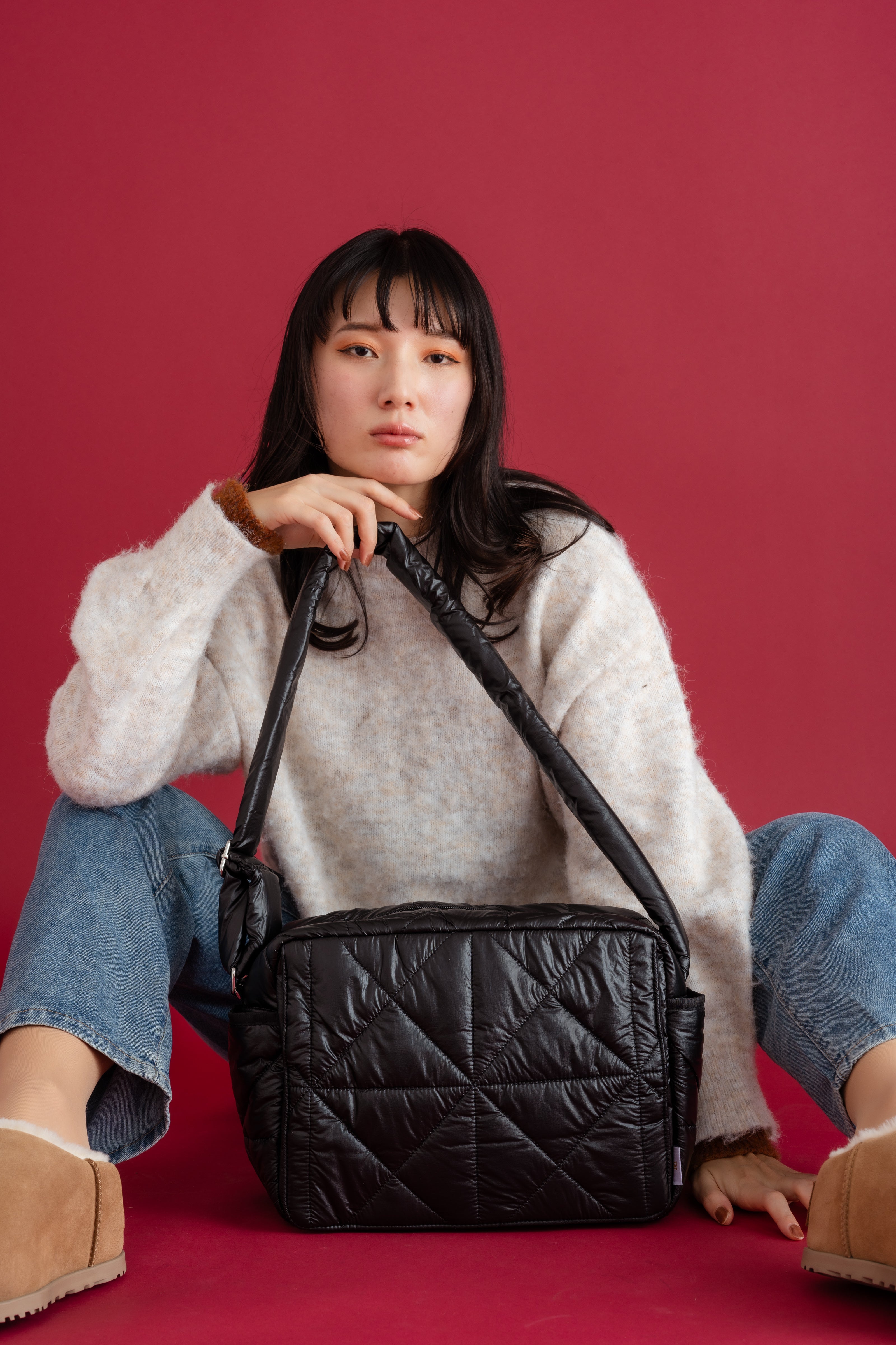 Cross quilt bag / Black – RICH RAISE