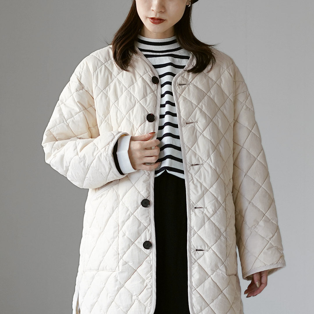 ジムフレックス ロング キルト ダウン ノーカラー キルティング ダイヤ