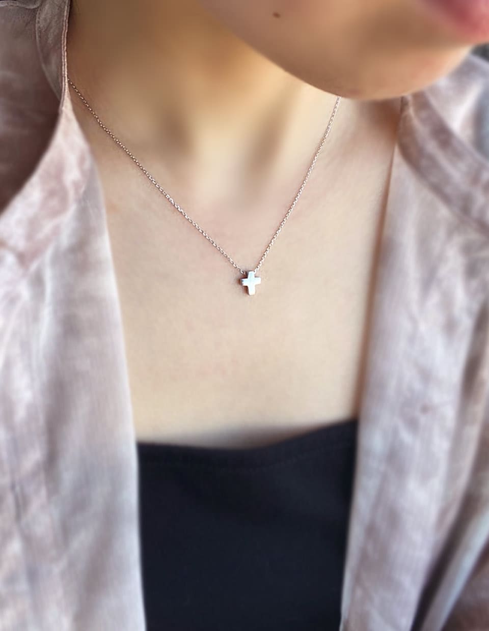 クロスモチーフネックレス シルバー925 – 金属アレルギー対応の