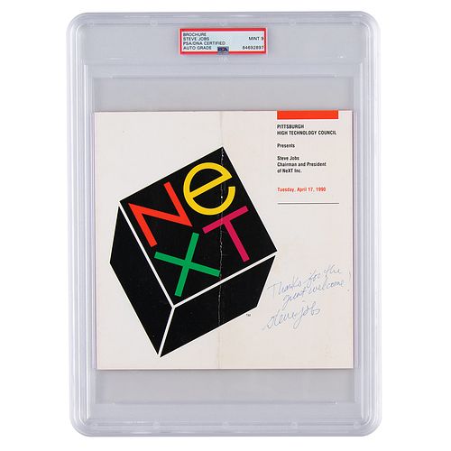Steve Jobs Signed NeXT Brochure - PSA MINT 9 for sale at auction