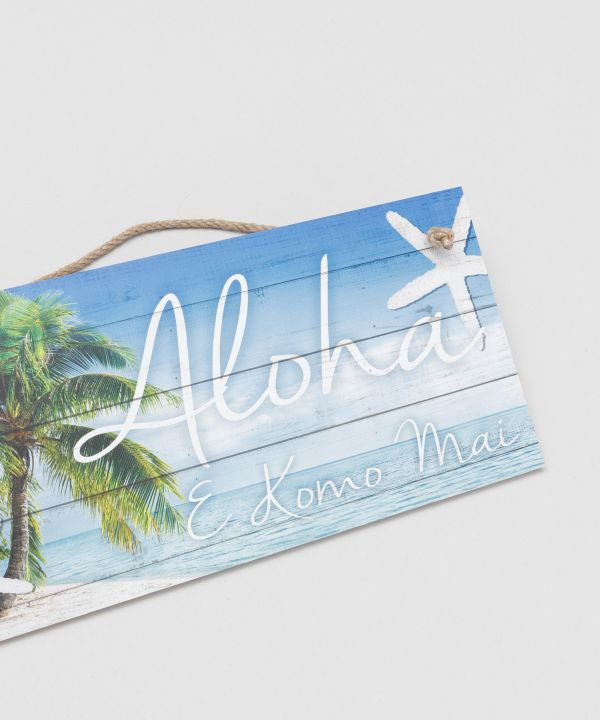 ハワイアンアートボード ALOHA ハイビスカス柄 イラスト看板 赤いお花