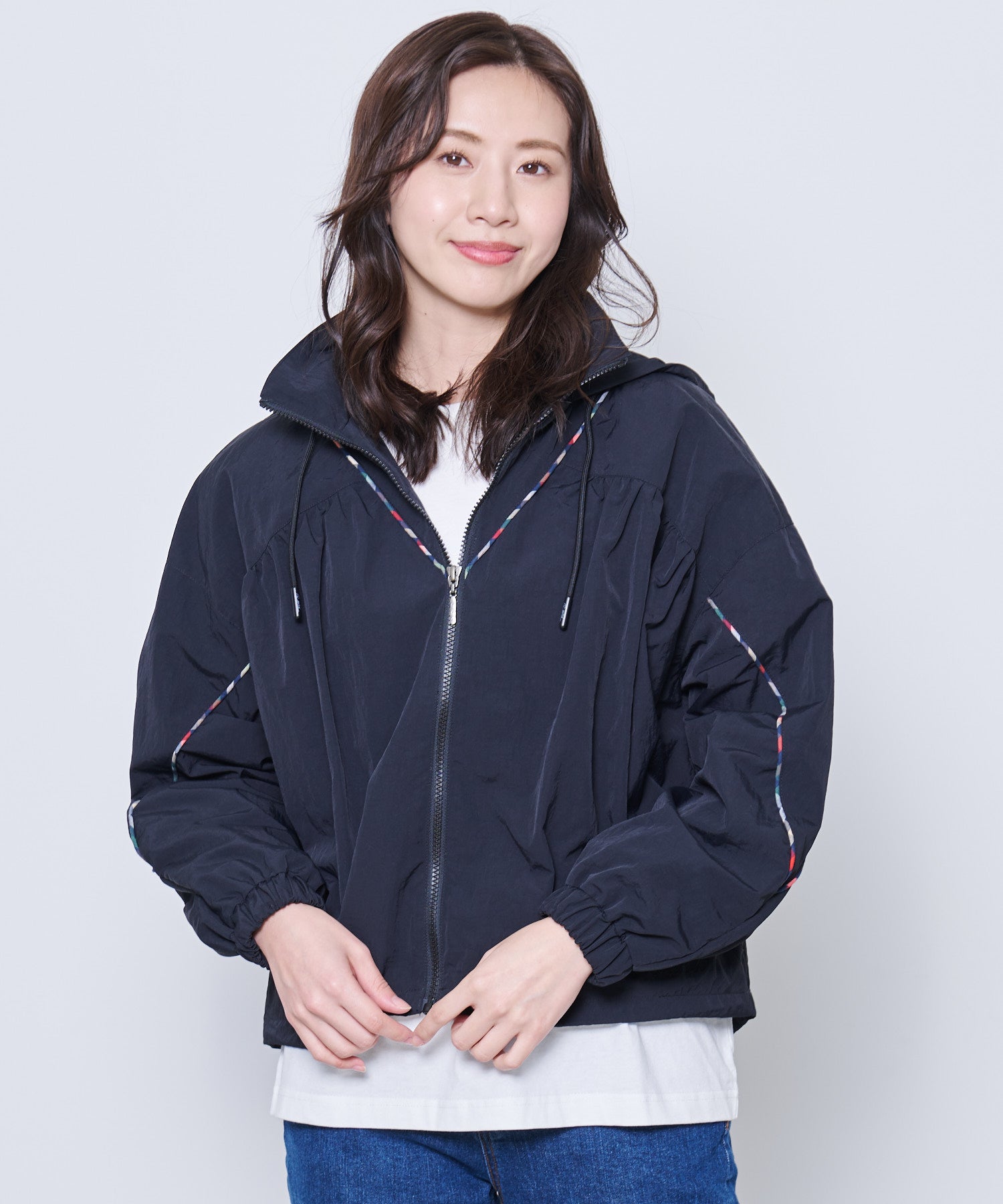 パーマーチェック パイピングギャザー ジャケット（ナイロンジャケット