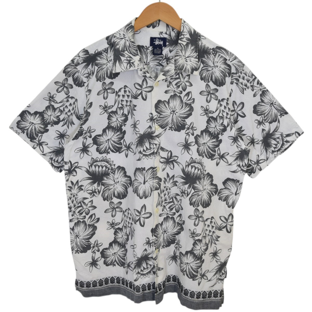 stussy(ステューシー) 裾刺繍コットンアロハシャツ 90Sヴィンテージ