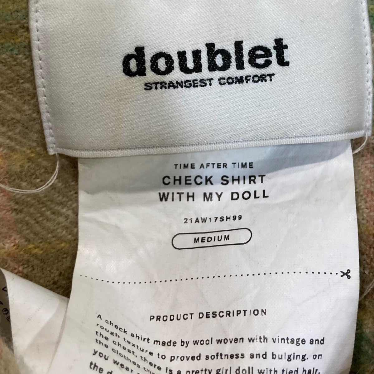 doublet(ダブレット) 21AWCHECK SHIRT WITH MY DOLLチェックシャツ
