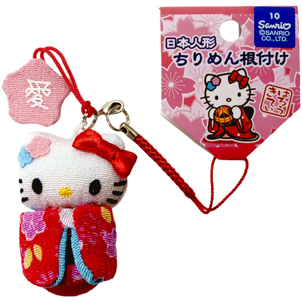 楽天市場】キティちゃん ちりめん 人形 ストラップ 根付 ピンク