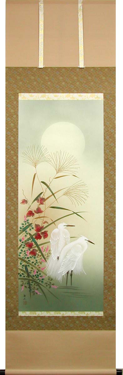楽天市場】掛け軸 月下白鷺図 (葛谷聖山) 送料無料 【掛軸】【一間床