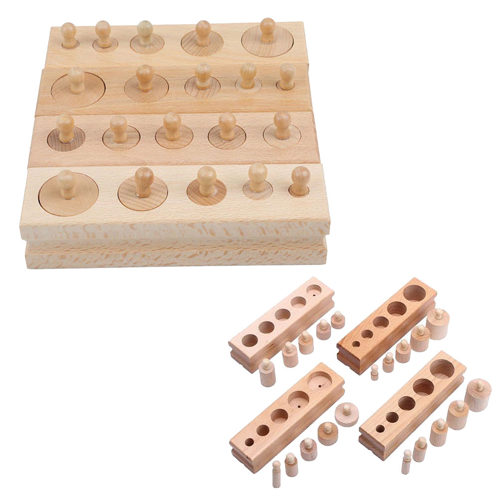 楽天市場】木製 円柱さし 4本セット モンテッソーリ教育に おもちゃ