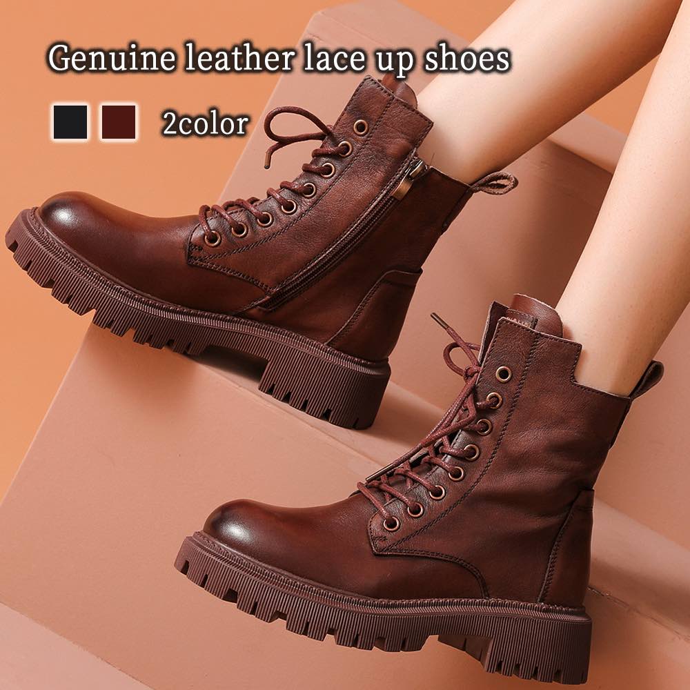 楽天市場】ブーツ レディース 本革レースアップシューズ 軽い 秋 兼用