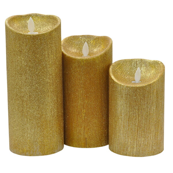 楽天市場】【3点セット】ラメ付きLEDキャンドル ゴールド（22/18/14cm