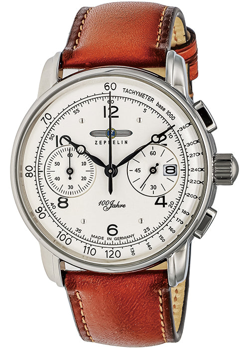 ツェッペリン 100周年記念 8676-1 メンズ クオーツ クロノグラフ 革