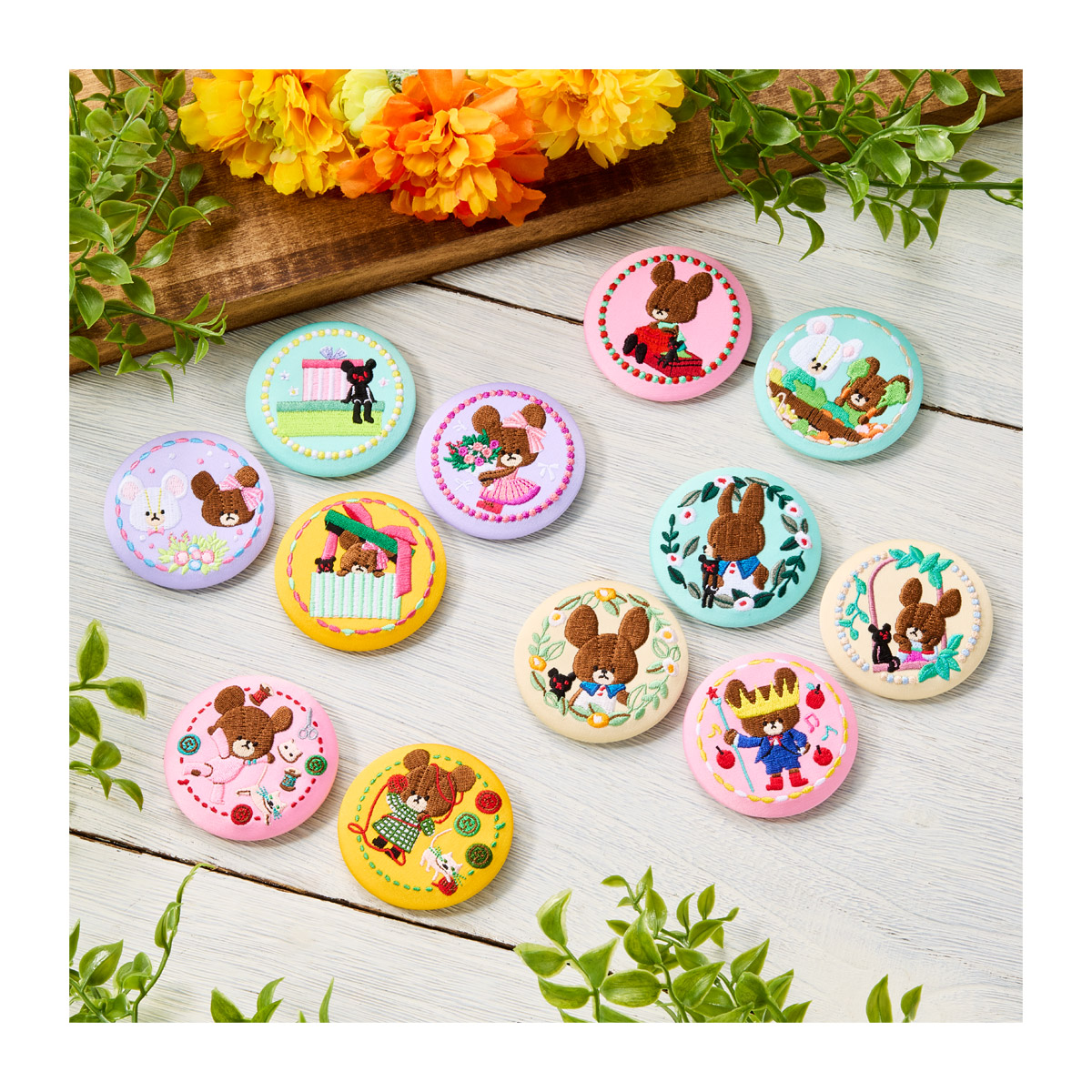 BOX〕バンダイ くまのがっこう 刺繍缶バッジビスケット 12個入 ( 刺繍